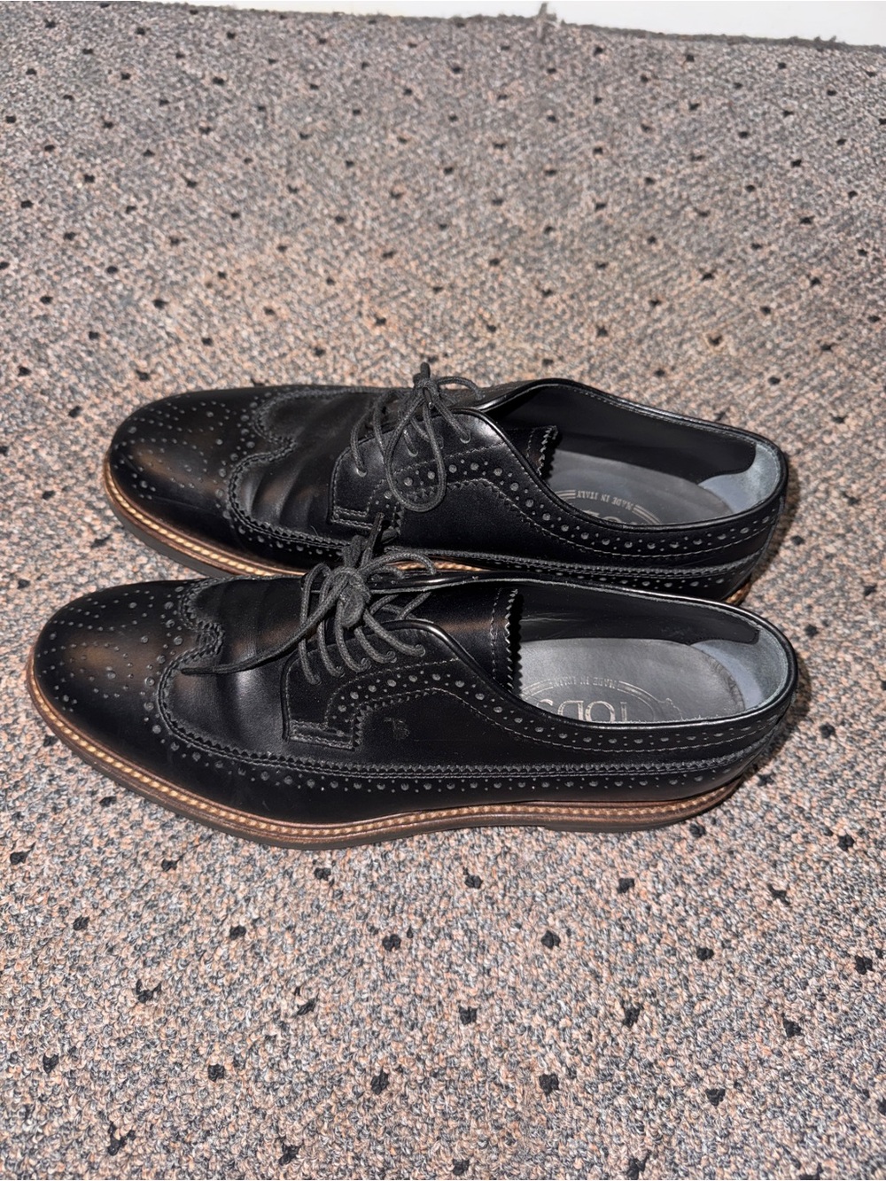 Tod's Black Leather Lace-Up Loafers